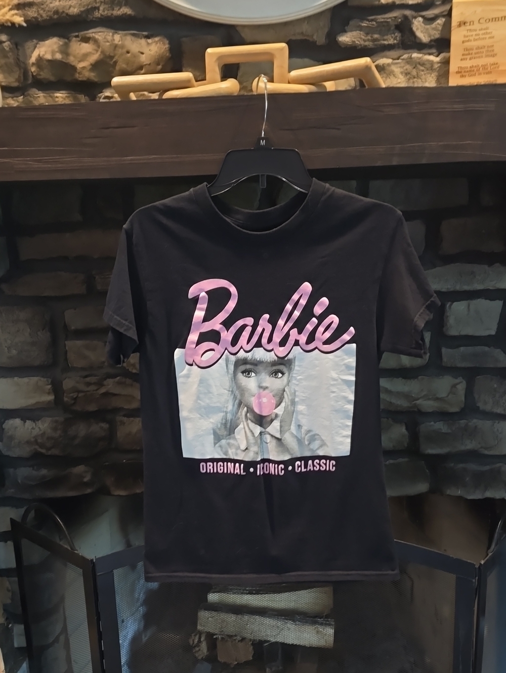 Barbie Black Tee with Pink Logo and Graphic
